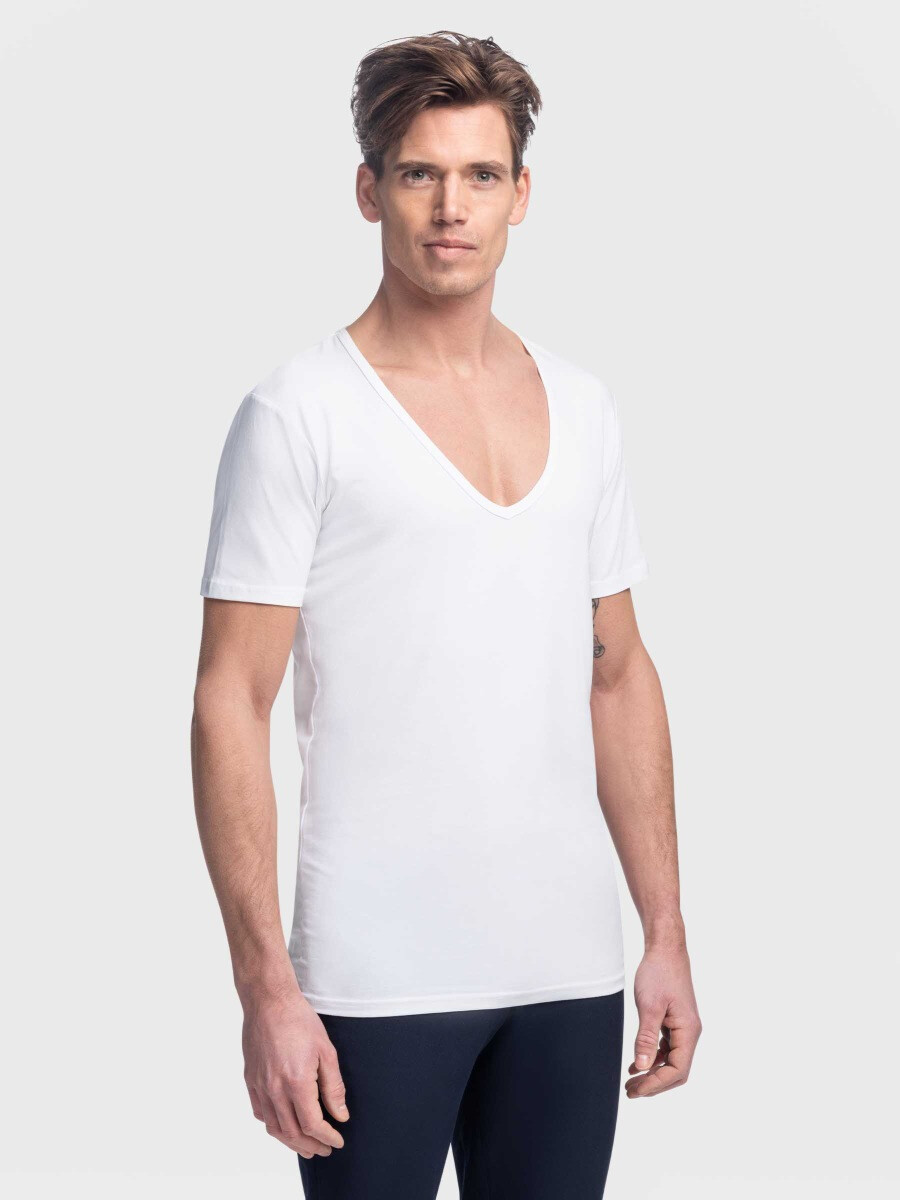 Kilimanjaro Per ongeluk maatschappij Wit T-shirt diepe V-hals Milano kopen? Extra lang - Girav
