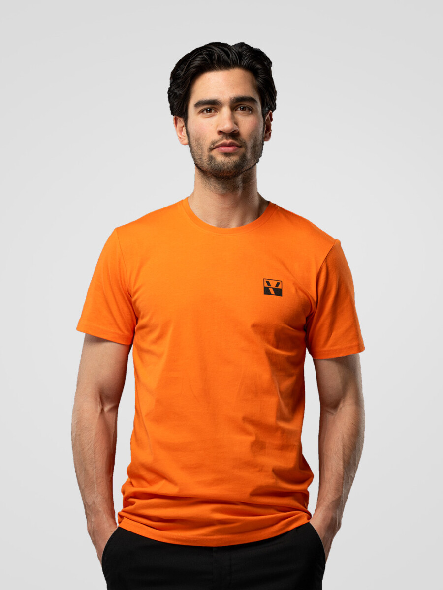 stuk bank aanraken Oranje T-shirt met logo voor heren kopen? Extra lang | Girav